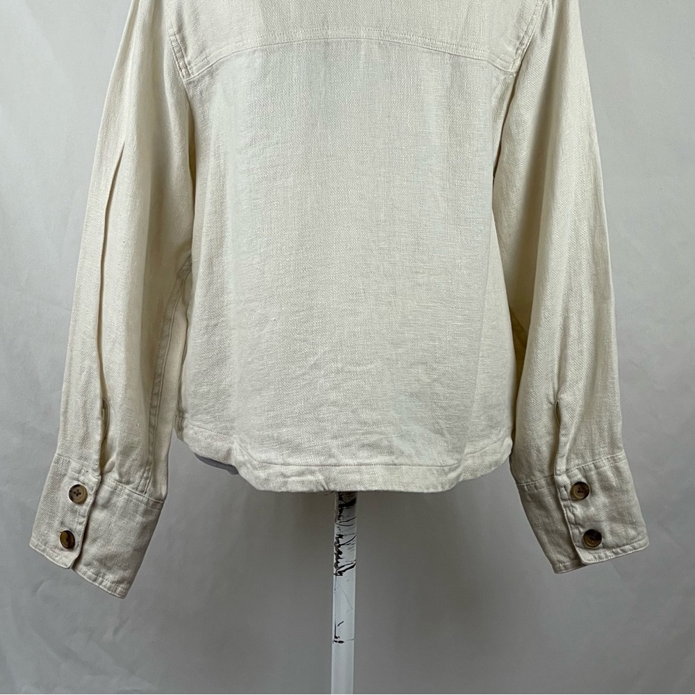 Anthropologie Nicole Miller Cream Safari Linen Jacket Size L - Picture 7 of 10